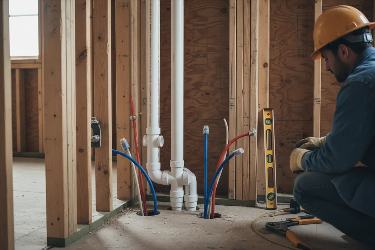 Drain and supply rough-in during Leak Detection in Freeburn